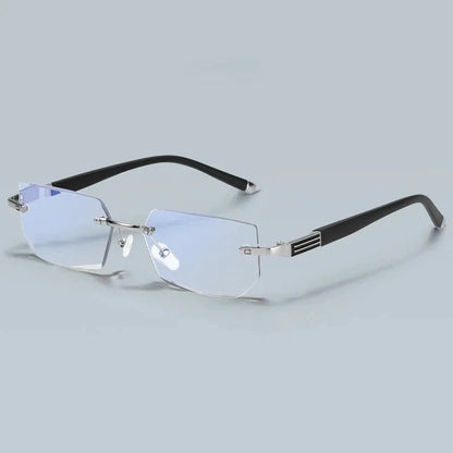 Men Blue Light Blocking Reading Glasses Women Dimond Cutting Rimless Eyeglasses Frame Anti Fatigue Hyperopia Presbyopic Eyewear