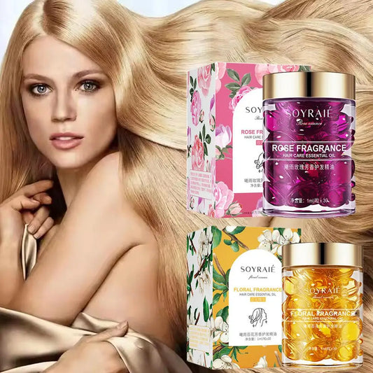 30pcs Hair Care Vitamin Capsules Rose, Lily Extract Hair Treatment Oil Repair Damaged Smooth Hair Care Serum Nourishing Hair Oil