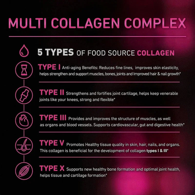 Collagen Complex Capsules - Brighten Skin Tone and Help Joint and Cardiovascular, Skin, Hair, Nails & Digestive Health