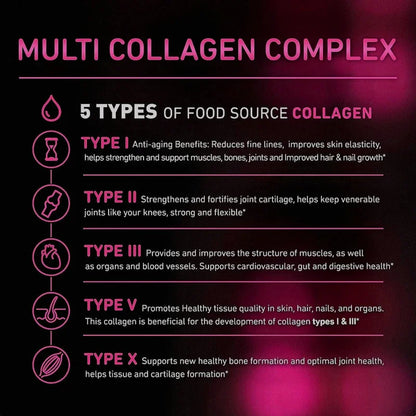 Collagen Complex Capsules - Brighten Skin Tone and Help Joint and Cardiovascular, Skin, Hair, Nails & Digestive Health
