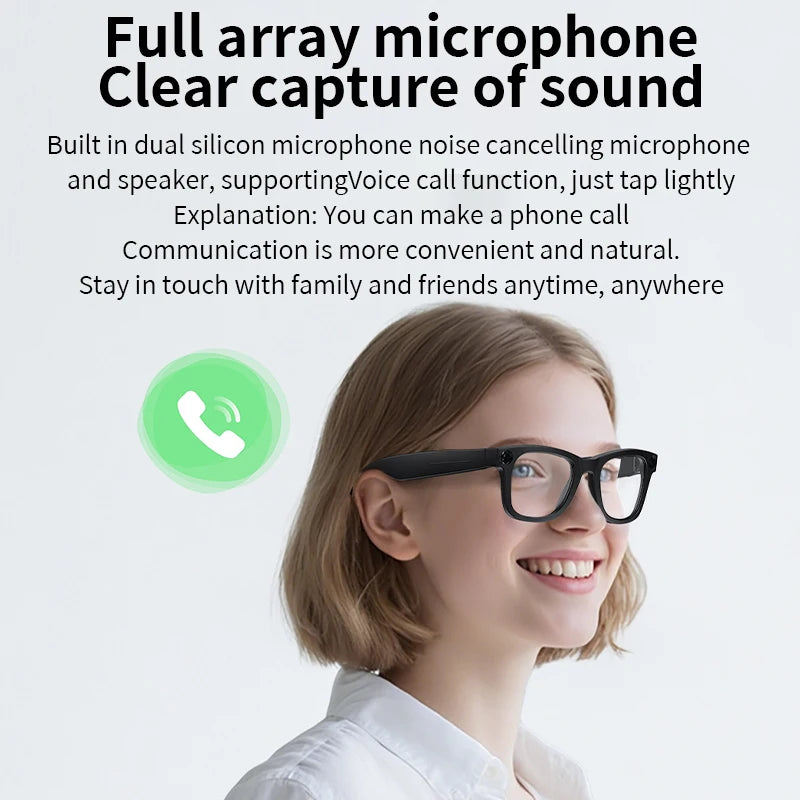 500W Camera Glasses Translate Smart Glasses Voice Call Music Sunglasses AI GPT Camera BT&WIFI Video Recording Anti-blue Light