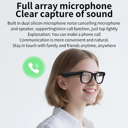 500W Camera Glasses Translate Smart Glasses Voice Call Music Sunglasses AI GPT Camera BT&WIFI Video Recording Anti-blue Light