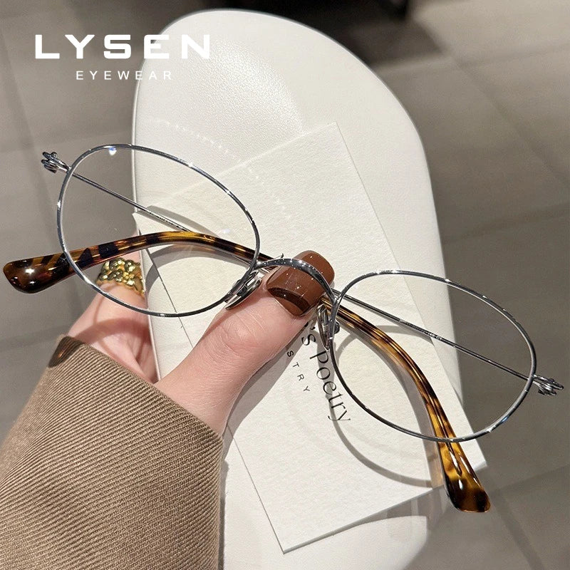 LYSEN Vintage Pure Titanium Oval Frame Myopia Prescription Glasses Blue Light Blocking Reading Glasses Customizable Progressive