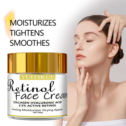 2.5% Retinol Face Cream 60g - Collagen & Hyaluronic Acid, Firming & Moisturizing, Reduces Wrinkles & Dryness, Fast Absorbing