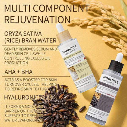 Korean White And Black Rice Exfoliating Serum Facial Moisturizing Soften Blackhead Removal Hydrating Pore Shrinking Skin Care