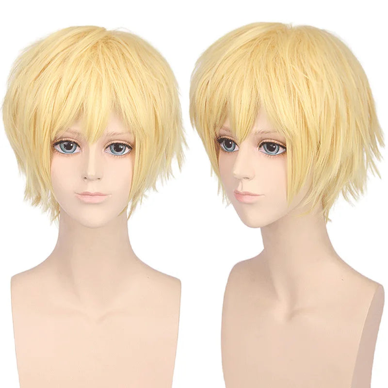 New Concubine Synthetic Bob Men's Short Straight Hair Cover Fake Cosplay Wig Ombre Green Black Blue Blonde Hairpiece