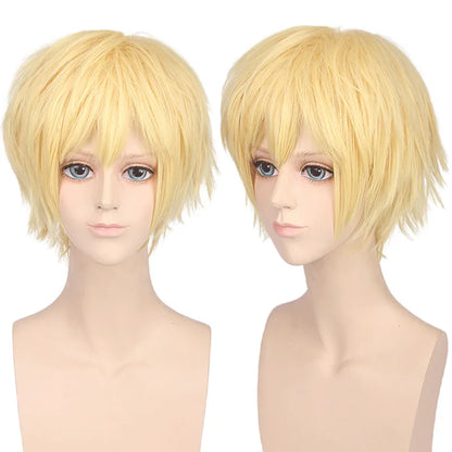 New Concubine Synthetic Bob Men's Short Straight Hair Cover Fake Cosplay Wig Ombre Green Black Blue Blonde Hairpiece