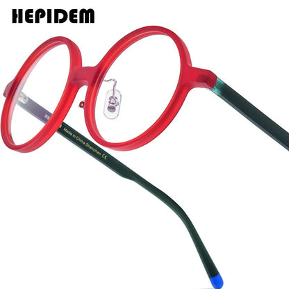 HEPIDEM Acetate Glasses Men Brand Designer Round Women Nerd Eyeglasses Frame Japanese Handmade Spectacles Vintage Eyewear 9191