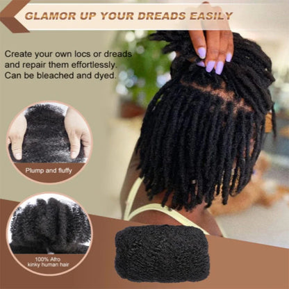 Afro Kinky Bulk Hair 100% Human Hair For Dreadlocks Twist Braid Hair Extension Natrual Black Color 30g 1pc 8-12 Inches