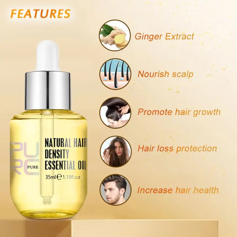 PURC Ginger Hair Growth Oil Hair Loss Treatment Fast Regrowth Serum Beauty Health Hair Growth Products for Men Women