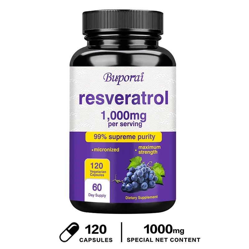 Resveratrol Supplement - Anti-Aging, Cardiovascular & Joint Support, Skin Health
