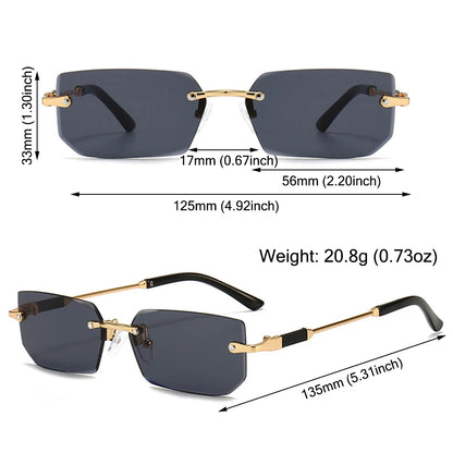 Y2K Shades Eyewear Rimless Rectangle Sunglasses for Women & Men Frameless Sun Glasses UV400 Protection Fashion Accessory