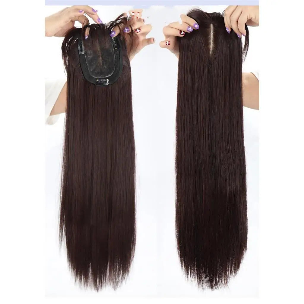 28in Long Black Straight Wig with Air Bangs for Women Heat Resistant Fashion Elegant Synthetic Wig for Cosplay and Daily Party