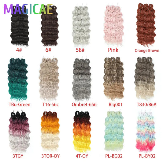 Anna 3Pcs 24Inches Body Water Wave Crochet Braids Pink Ombre Colored Rainbow Hair Extensions Gray White Braiding Hair Blond 613