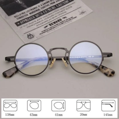 MOMOJA Small Face Retro Round Pure Titanium Glasses Men and Women Ultra-light Fashion Optical Prescription Eyeglasses Frames V10