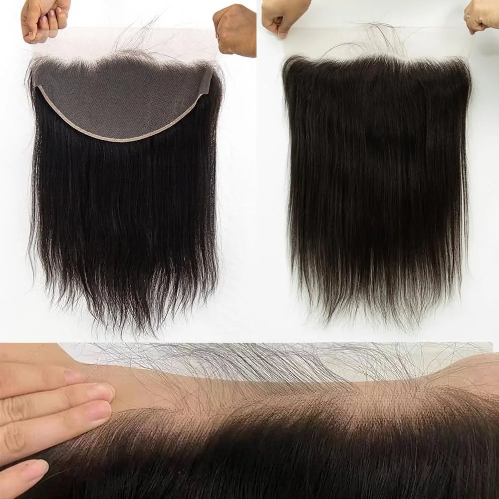 12A Grade Human Hair 13x6 Large Lace Frontal Tranparent Lace Brazilian Virgin Hair Natural Color 10-22 Inch Full End 150%