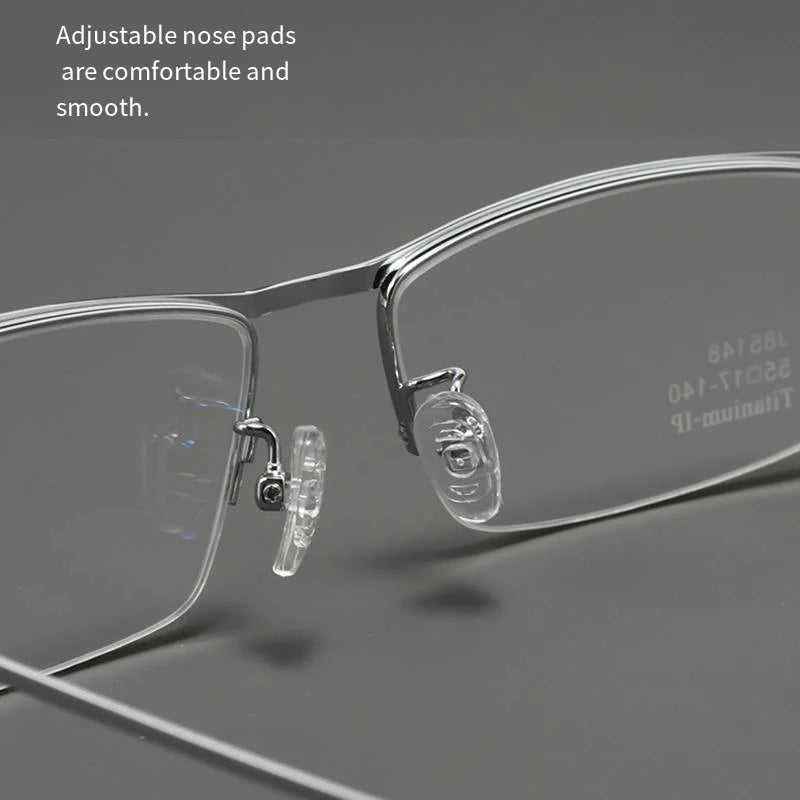 Simple Versatile Glasses Frame Men Ultralight Pure Titanium Square Half Frame Transparent Lens High Quality Optical Eyeglasses