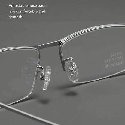 Simple Versatile Glasses Frame Men Ultralight Pure Titanium Square Half Frame Transparent Lens High Quality Optical Eyeglasses