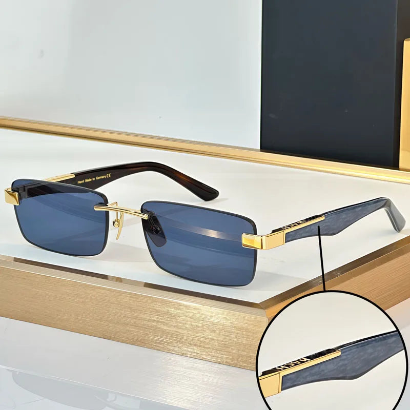 THE ARTIST III Designer Rimless Sunglasses Rectangle Men Alloy Acetate Germany Brand Trendy Classical High Quality Women UV400