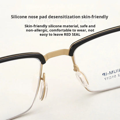 TFTB Luxury Pure Titanium Men's Glasses Square Screwless Design Stylish Ultra-light Optical Prescription Eyeglasses Frame 8012