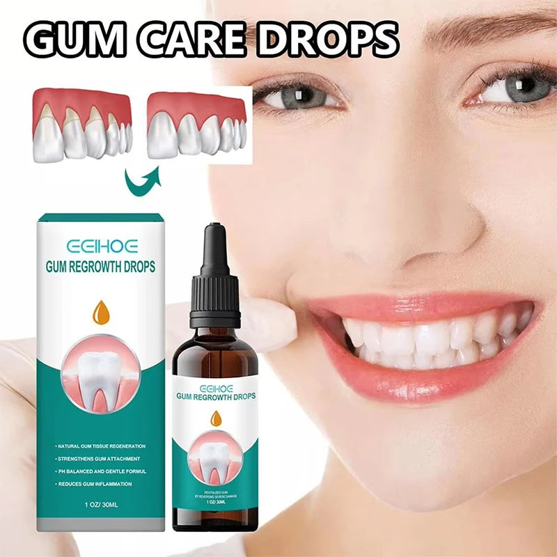 Quickly Repair Gum Serum Relieve Receding Gum Regrowth Drops Teeth Whiten Remove Yellow Plaque Stains Decay Toothache Toothpaste