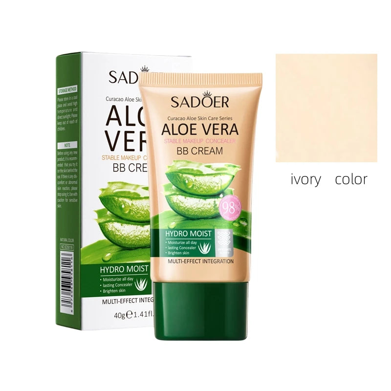 40g Aloe Vera Concealer Bb Cream, Repairing and Repairing Makeup, Powerful Concealer That Does Not Stuffy Dryness, Delicate Texture, Moisturizing Skin, Natural Color and Ivory White Available in Two Colors