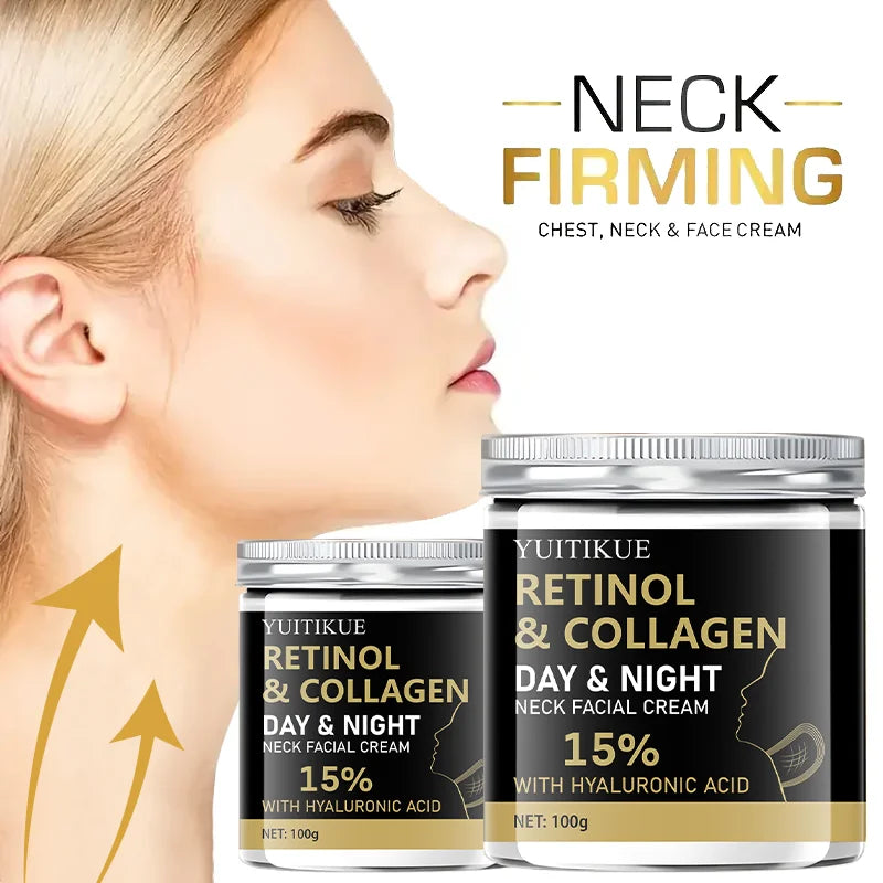 YUITIKUE Retinol Collagen Neck Cream 100g - 15% Retinol & Hyaluronic Acid, Day & Night Moisturizing, Firms & Lifts Neck Skin