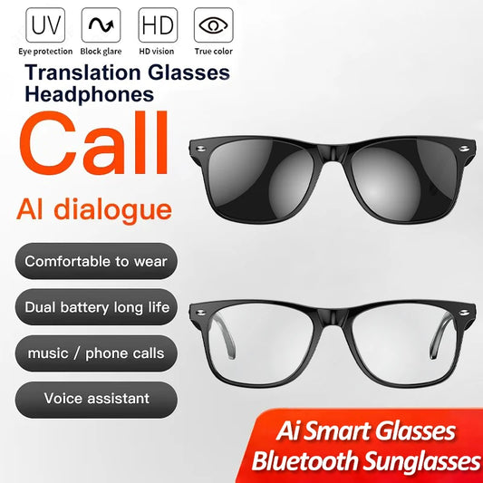 LIGE New Ai Smart Sunglasses Men Women 2 in 1 UV Protection Portable Polarized Anti-blue light Wireless Bluetooth Call Glasses