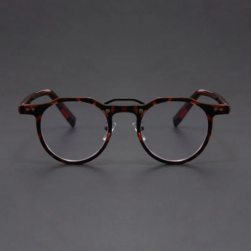Imitation Acetate Round Glasses Frame Retro Japanese Myopia Optical Eyeglasses frame for Men Women Sturdy Metal inset Eyewear