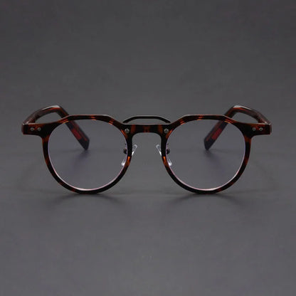 Imitation Acetate Round Glasses Frame Retro Japanese Myopia Optical Eyeglasses frame for Men Women Sturdy Metal inset Eyewear