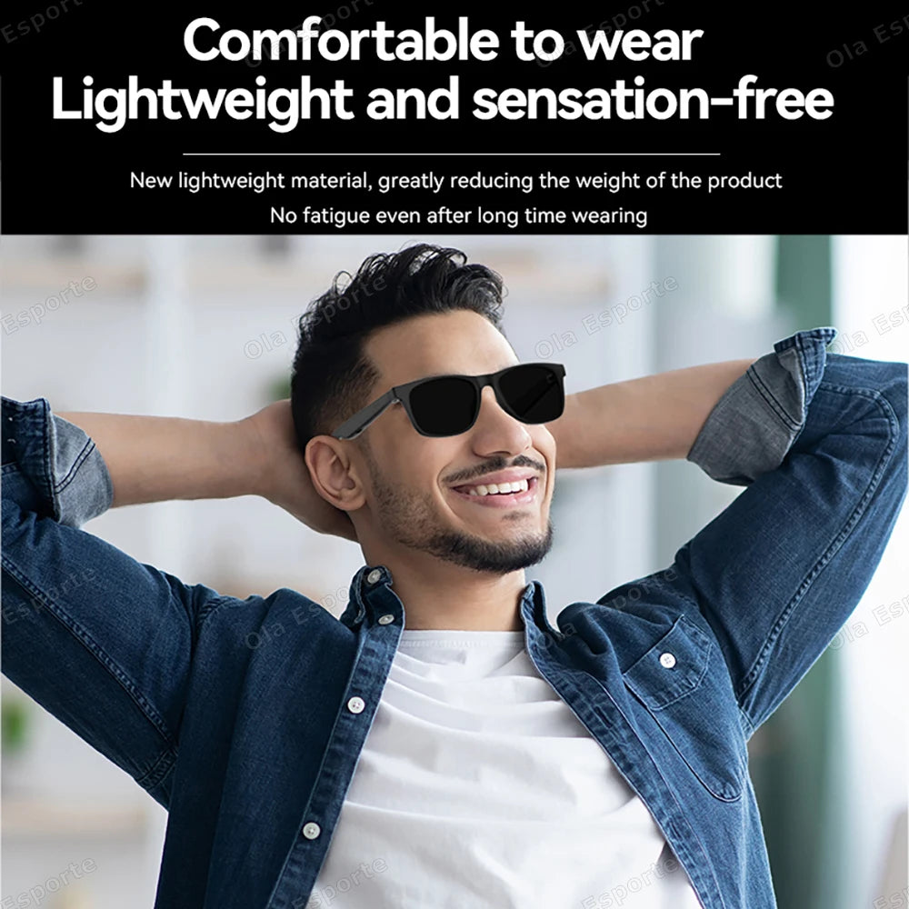 2025 New Men's Smart Glasses Women's Bluetooth Glasses Voice Call Control Music Voice Assistant UV Polarized Sunglasses Eyeglass