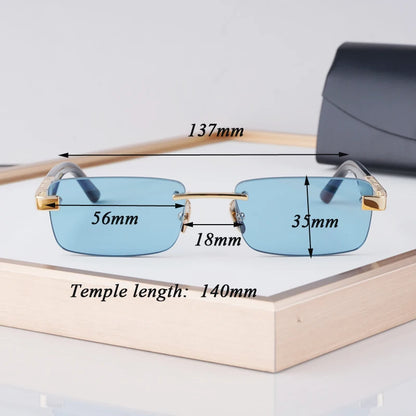 THE ARTIST III Designer Rimless Sunglasses Rectangle Men Alloy Acetate Germany Brand Trendy Classical High Quality Women UV400