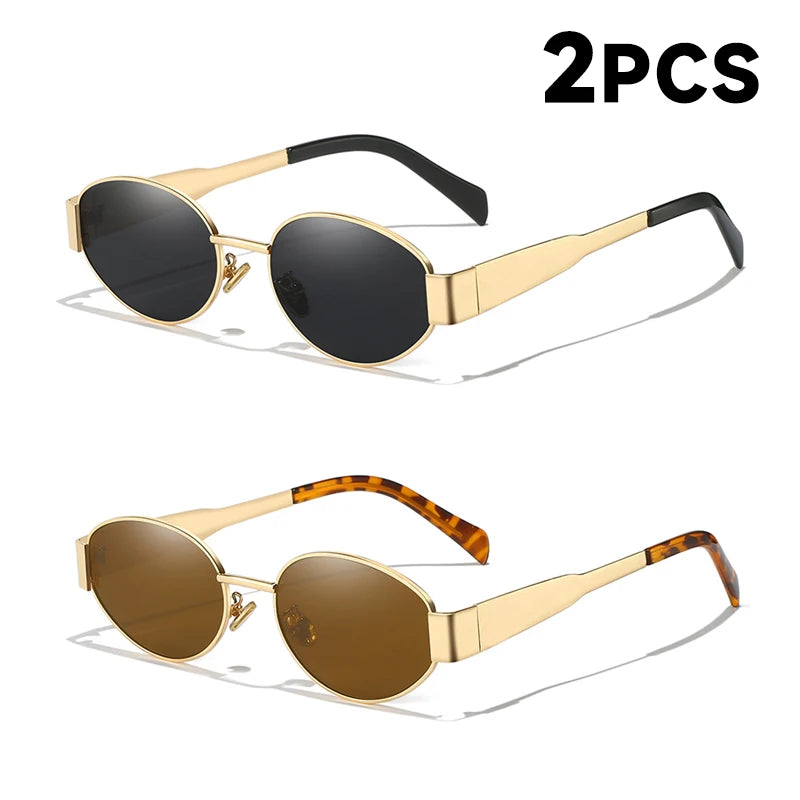 New Sunglasses For Women And Men UV400 Sun Glasses Alloy Oval Eyewear