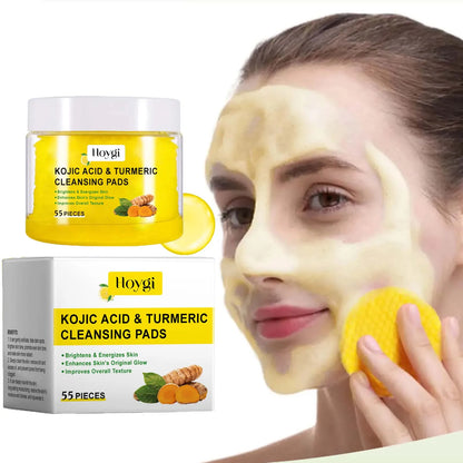 Turmeric Kojic Acid Cleansing Pads Exfoliating Pads Removing Dead Skin Shrink Pores Smooth Brightening Skin Face Cleansing