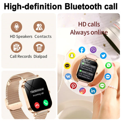 2025 New Smart Watch Women Gift 8.8mm Ultra-thin Body Heart Rate Waterproof Outdoor Sport BT Call Smartwatch For Android IOS