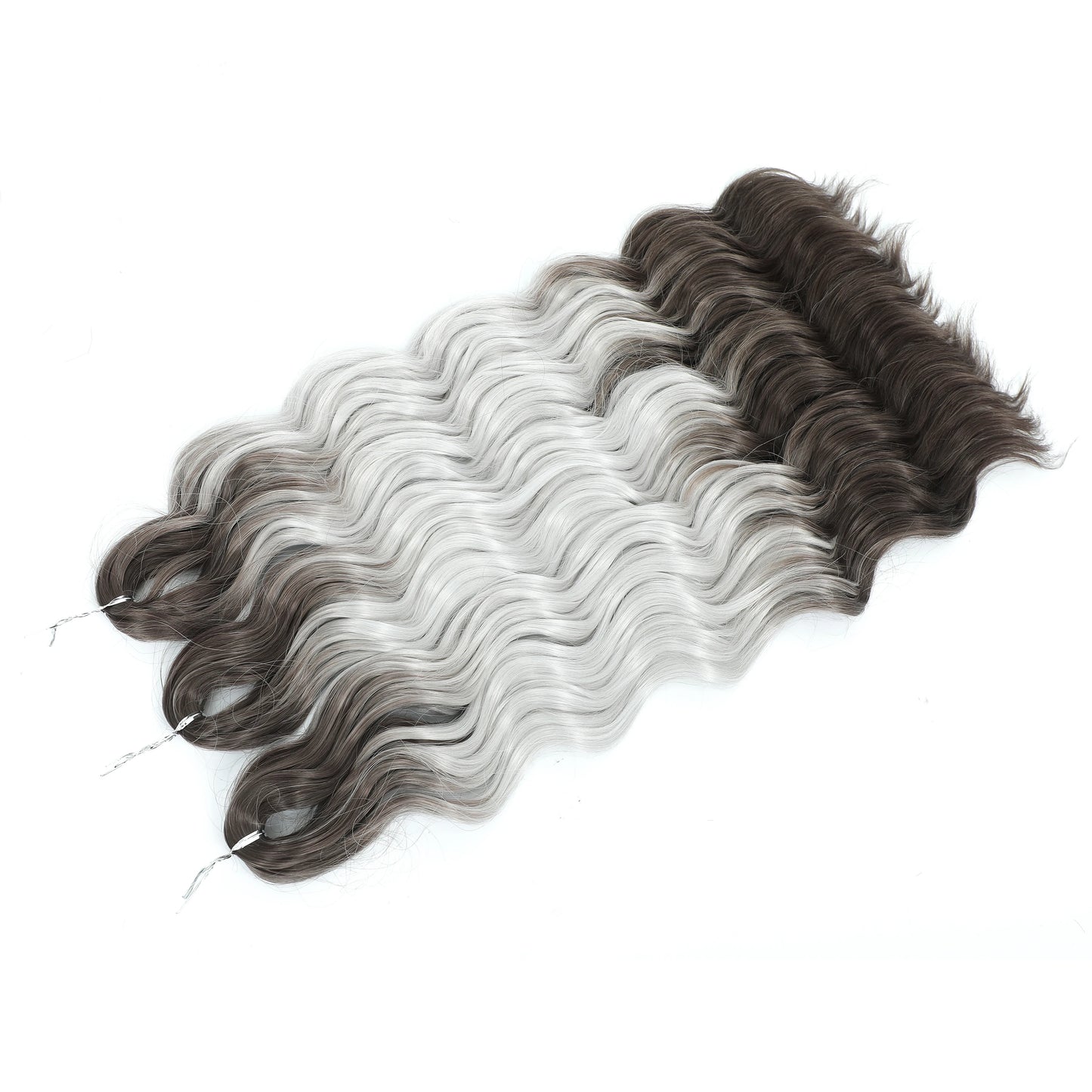 Anna 3Pcs 24Inches 300g Ombre Rainbow Loose Body Wave Twist Crochet Braids Sliver White 60# Synthetic Hair Wavy Extension Braids