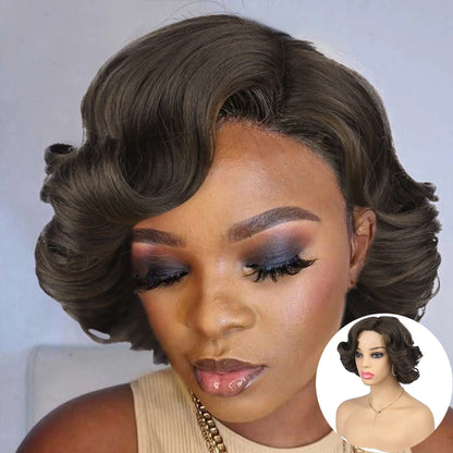 Wignee Body Wave Short Wig Brown Color Synthetic Hair Wigs For Women Side Part Wigs On Sale Clearance Cosplay Wig Daily Use