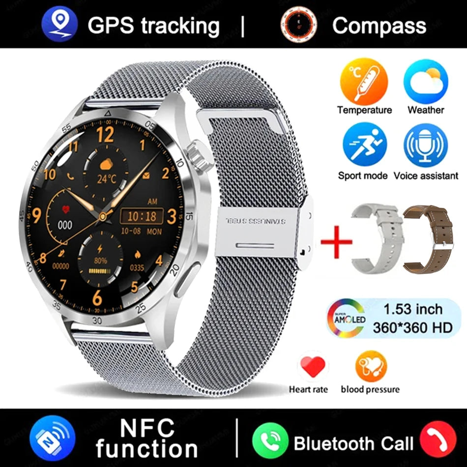 Smart Watch Men Watch 4 Pro AMOLED HD Screen Bluetooth Call NFC Health Monitoring Smartwatch 2024 New Watch GT4Pro