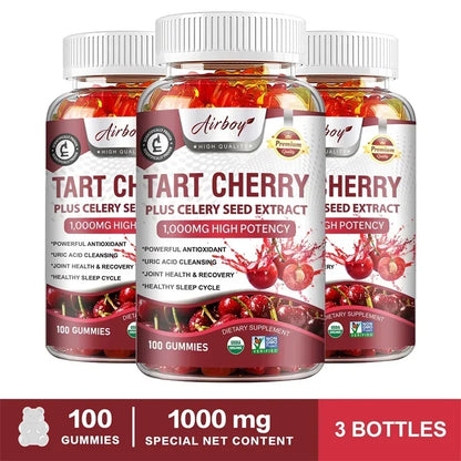 Tart Cherry Gummies - Contains Celery Seeds, Uric Acid Cleansing Flush, Relieves Joint Pain, and Improves Sleep Quality