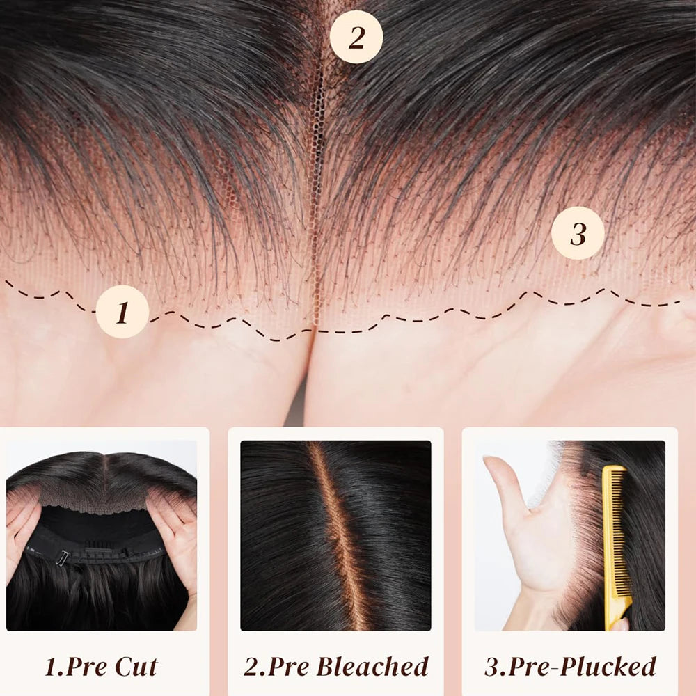 Bye Bye Knots Natural Curly Wave 13x6 Lace Frontal Human Hair Wigs Glueless Wear and Go Deep Pre-Plucked Bleached Knots Arabella