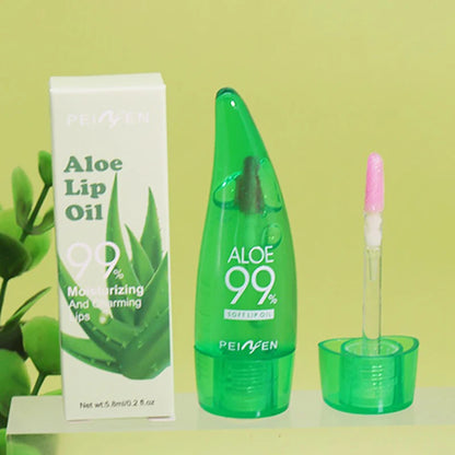 1pc Aloe Vera Lip Gloss Chili Lip Plumping Oil Moisturizing Lip Color Natural Long Lasting Waterproof Oil Lip Balm