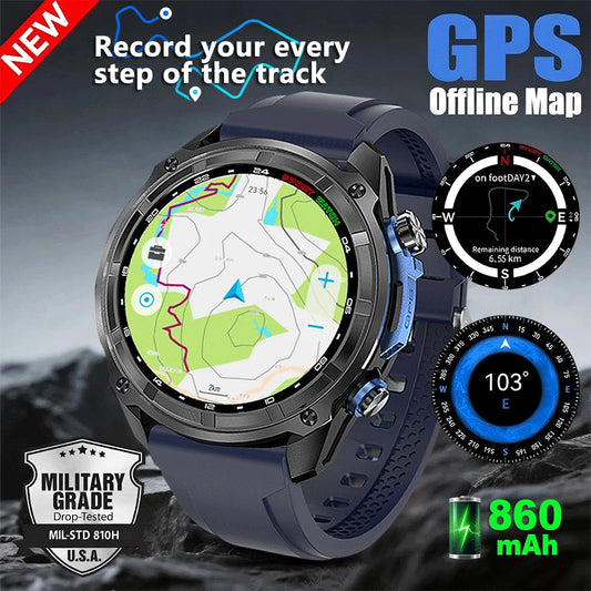 New T-Rex Militray Man Smart Watch 2025 Built-in GPS Offline Map 4GB Memory Professional Waterproof Watches Men Smart Bracele