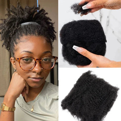 Afro Kinky Bulk Hair 100% Human Hair For Dreadlocks Twist Braid Hair Extension Natrual Black Color 30g 1pc 8-12 Inches