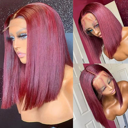 P4/27 Straight Short Bob Wig Human Hair Highlight Blonde Lace Front Wigs 13x4 HD Transparent Lace Frontal Wig For Black Women