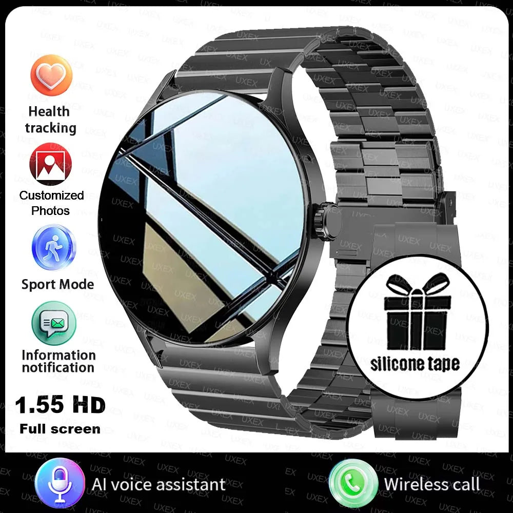 Fashion Smart Watch Plus 1.55 HD For Men And Women Bluetooth Call 3D UI Health Tracker Motion Trajectory Business Watch Original