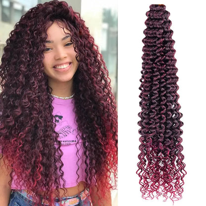 Deep Wavy Twist Crochet Hair Boho Braid Hair Synthetic Curly Hair Crochet Braids High Temperature Fiber Braiding Hair Extensions