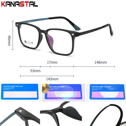 Men Rubber Titanium Square Eyeglasses Frame Anti Fatigue Lenses Women Computer Glasses Prescription Myopia Reading Eyewear Frame