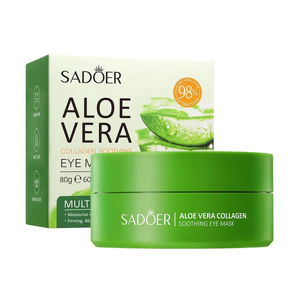 60pcs SADOER Aloe Vera Collagen Eye Mask Anti Dark Circles EyesCare Gel Masks Eyepatch Beauty skincare Moisturizing  Eye Patches