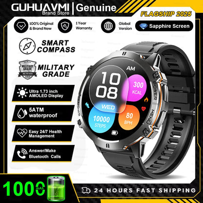 GUHUAVMI TANK X3 ULTRA 2 Smartwatch 1.73" AMOLED Screen 5ATM&IP69K Durable 1000mAh Battery GPS Sports Fitness Track Smart Watch