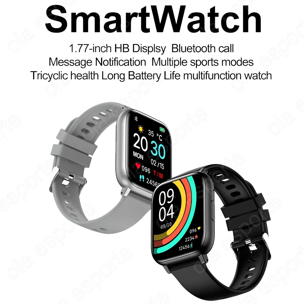 New SmartWatch 1.77" Big Color Screen Full Touch Custom Dial Smart Watch Bluetooth Call with App Support Smart Watch Women Men